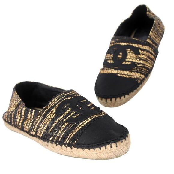 Chanel Espadrille 38 Tweed Canvas Flats CC-S0207P-C001 - Picture 1 of 12